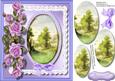 Beautiful Lilac Roses and Stitched Oval Scene 