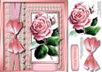 Beautiful Pink Rose , Lace , and Ribbon Bow, 1