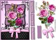 Lovely Deep Pink Roses on Black and Pink Bracket