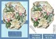 Beautiful Cream Roses on a Blue Plaque