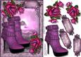 Beautiful Lilac Sunset with Roses and Boots