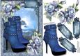 Beautiful Blue Sunst with Roses and Boots