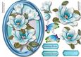 Beautiful Blue Magnolias in a Oval Frame