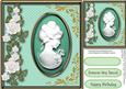 Beautiful Green Cameo with White Roses