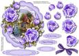 Easel or Topper Beautiful Lilac Roses in a Scalloped Frame 