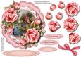 Easel or Topper Beautiful Pink Roses in a Scalloped Frame