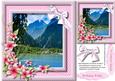 Beautiful Mountain Scene with Flowers
