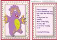 Topper, with Incert and Verse , Birthday Minimonster Boy