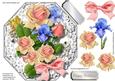 Lovely Silver Octagonal with Roses and Irises 
