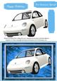 Lovely White Beetle Car on Blue