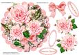 Topper or Easel , Pink Roeses on a Polka Dot Scallope Fram