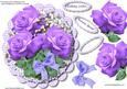 Topper or Easel Lovely Lilac Roses on Scalloped Polka Dot