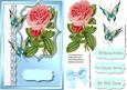 Beautiful Roses on Aqua with Biutterflys
