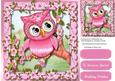 Lovely Pink Owl in a Blossom Tree