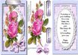 Lovely Lilac D.l. with Cerise Roses and Verse