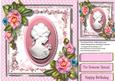 Beautiful Pink Cameo Lady with Camelias