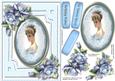 Beautiful Vintage Lady with Blue Roses