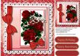 Beautiful Red Roses and Ribbon Bow on Lace