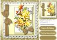 Lovely Yellow Roses and Ribbon Bow on Lace