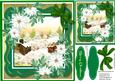 Lovely Green Christmas Scene with Poinsettias