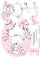 Cute Pink Baby Bib with a Lovely Teddy
