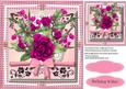 Beautiful Cerise Roses in a Gingham Frame 