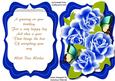 Tent Card with Verses Blue Roses and Butterrflies