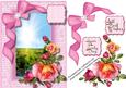 Beautiful Roses in a Pink Script Frame
