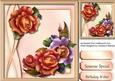 Beautiful Orange and Lilac Roses in a Geometric Frame 
