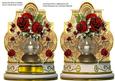 Lovely Shaped Tent Card with Golden Lantern and Roses