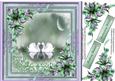Beautiful Swans in a Lilac and Green Frame 