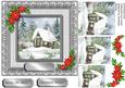 Lovely Ssilver Christmas Scene with Red Poinsettias 