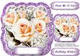 Beautiful Cream Roses on a Lilac Glitter Frame