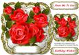 Beautiful Red Roses on a Gold Glitterframe