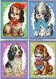 4 Lovely Notelets or Small Cards , Little Pups