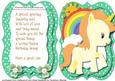 Tent Card with Verse , Little Green Yellow Unicorn .