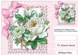 Roses on Cut Out Lace and Pink Script Frame