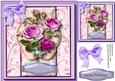 Lilac / Pink Roses in a Gingham Frame 