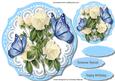 Beautiful White Roses and Blue Butterfly's .