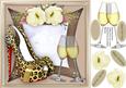 Lovelu Gold Shoes and Glass Flutes