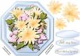 Beautiful Water Coloured Flowers on a Octagonal Mat