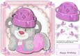 Flufy Bear in His Lilac Fflower Pot Hat