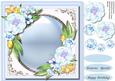 Soft Blue Pionies on a Silver Mat