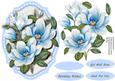 Lovely Blue Magnolias on a Shaped Mat