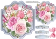 A lovely Shaped card with Pink roses and Lace 
