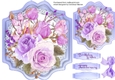 A lovely Shaped card with lilac roses and Lace 