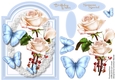 Beautiful Cream roses and blue Butterflys