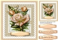 Beautiful Buff Roses on Polkadot Mat