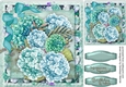 Beautiful Green /Aqua Hydrangers on a Flower Mat