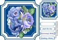 Beautiful Blue Roses on Cut Out Mat